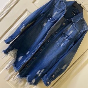 Fashion Nova Blue Jean Distressed Shirt/Jacket